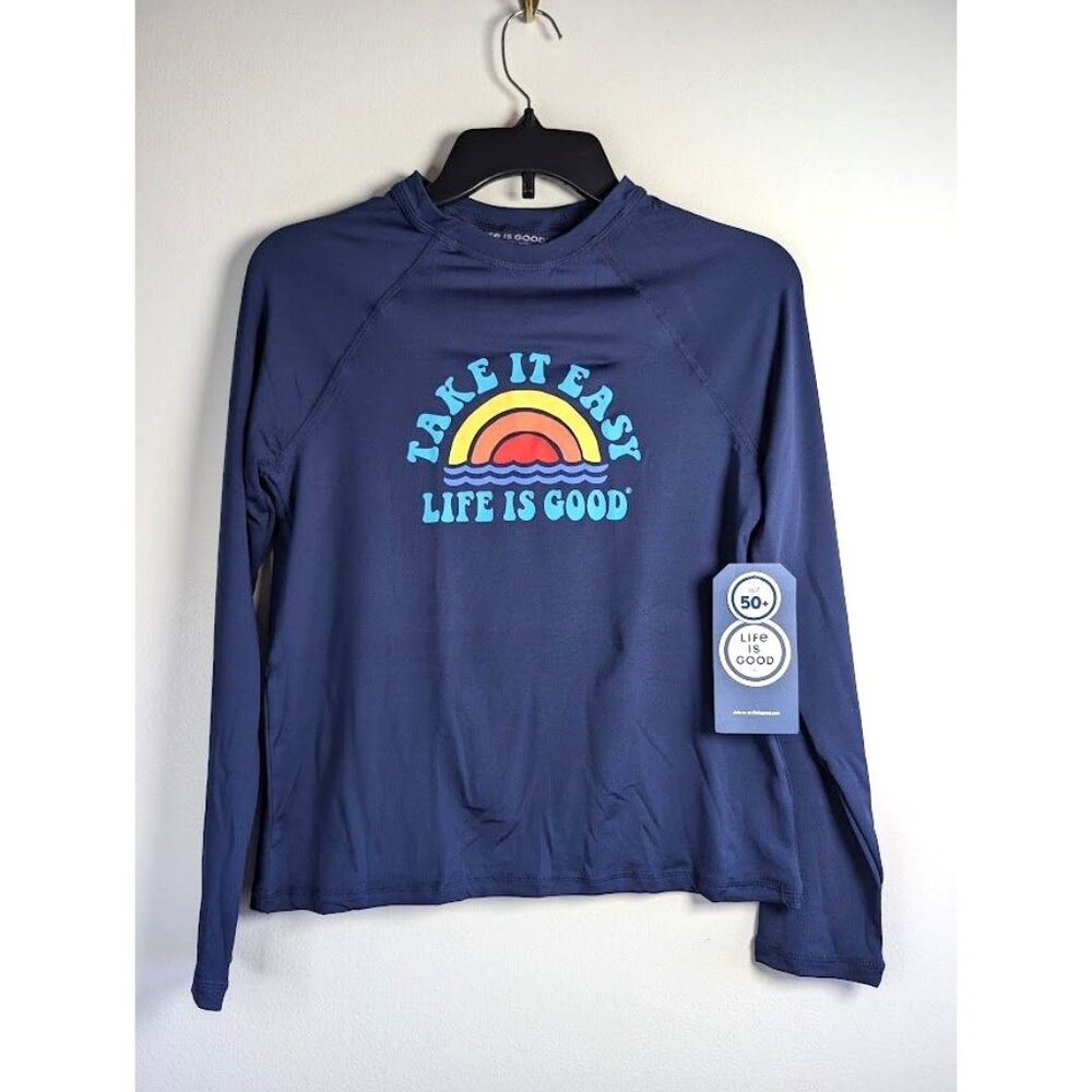 Life is Good Rash Guard Kids Size XL Long Sleeve‎ UPF 50+ Summer Beach Swim NEW